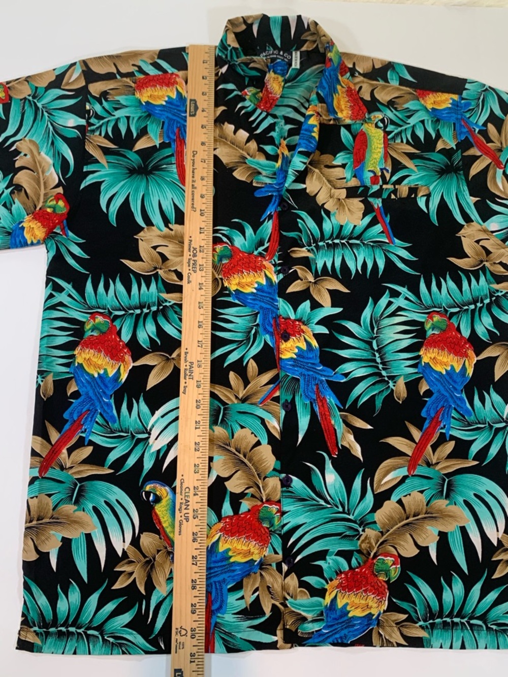 Pacific Company Men’s Hawaiian shirt Medium Floral Beach Parrot Print Magnum PI - Picture 7 of 14